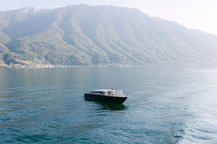 A boat crossing the lake