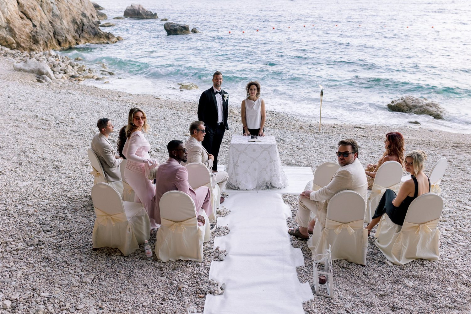 A ceremony set up on the hotel’s private beach