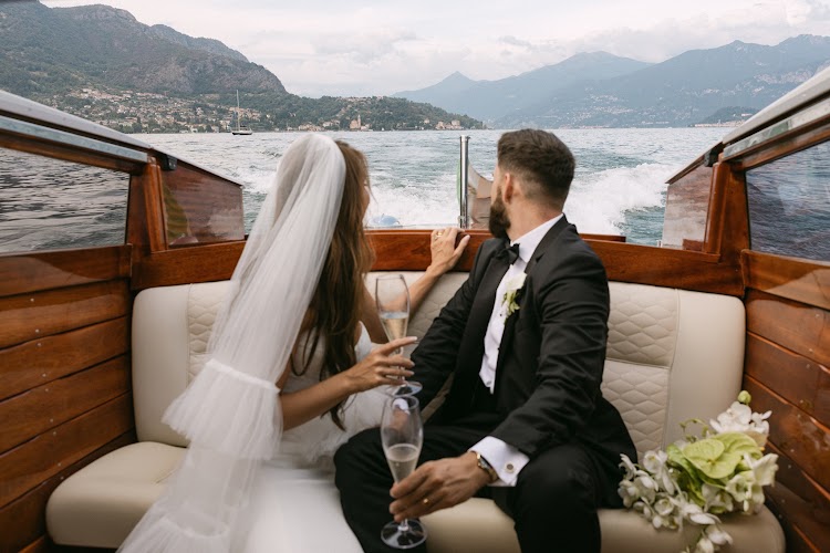 A toast on a private boat on the lake