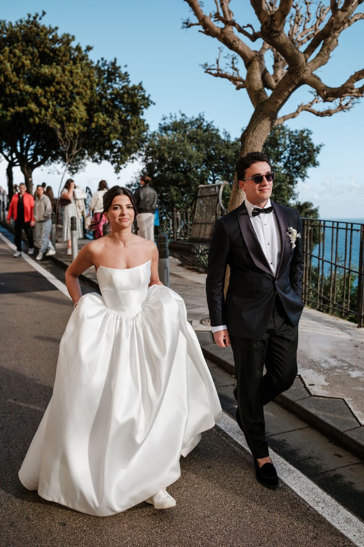 A couple on a path above Positano