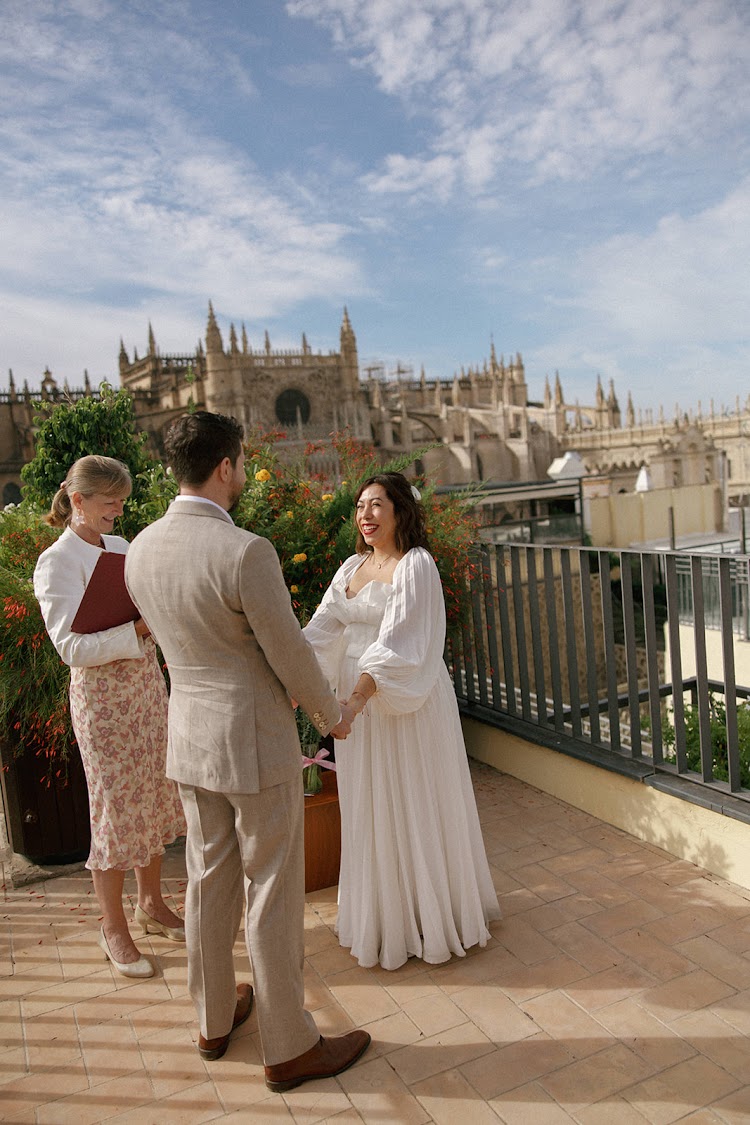 Elope on a private terrace facing Seville Cathedral — already designed elopement, Seville, Spain